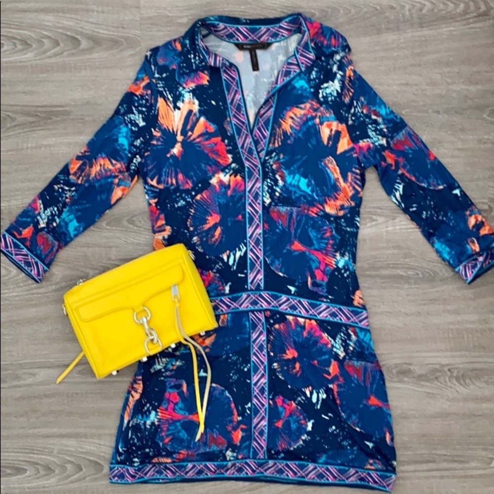 ❤️ BCBG Print Long Sleeve Mini Dress NWOT